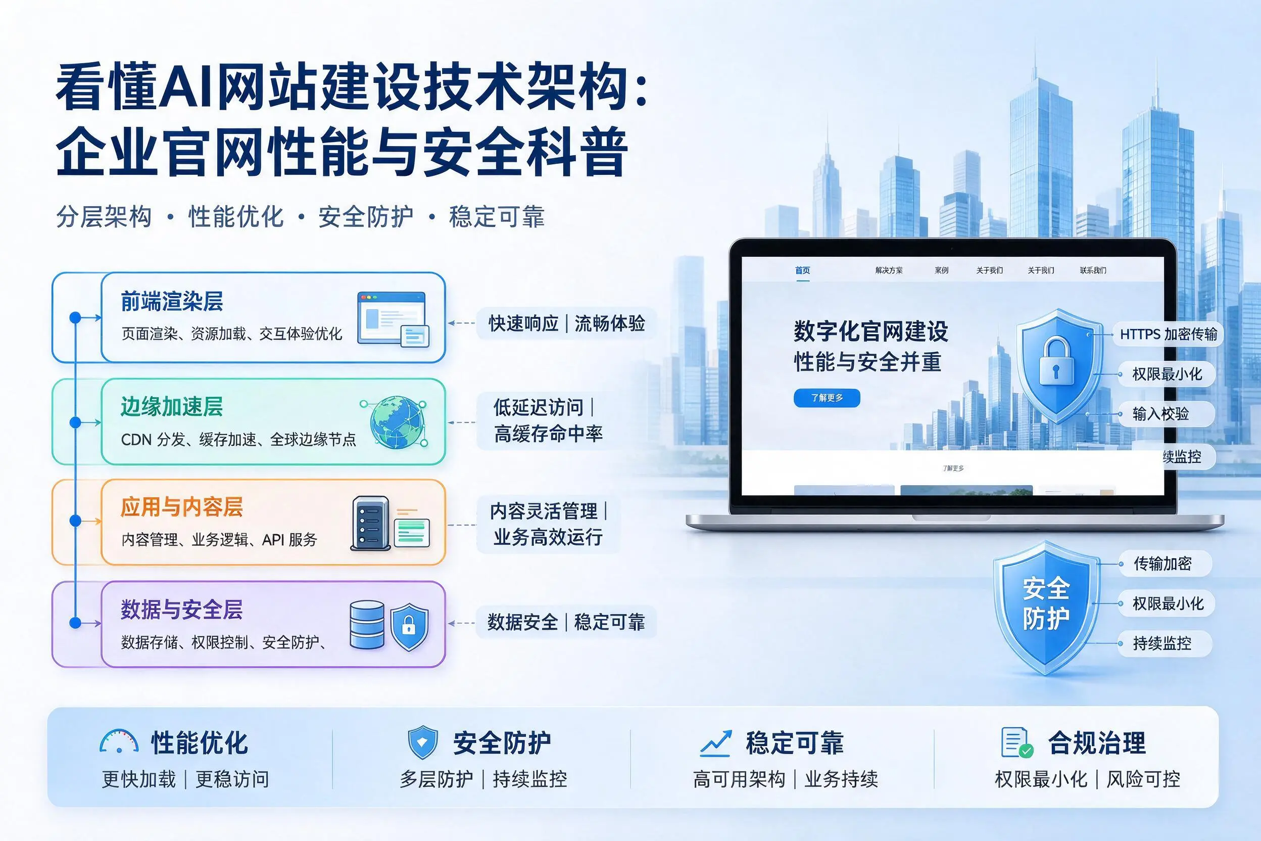 看懂AI网站建设技术架构:江西企业官网性能与安全科普