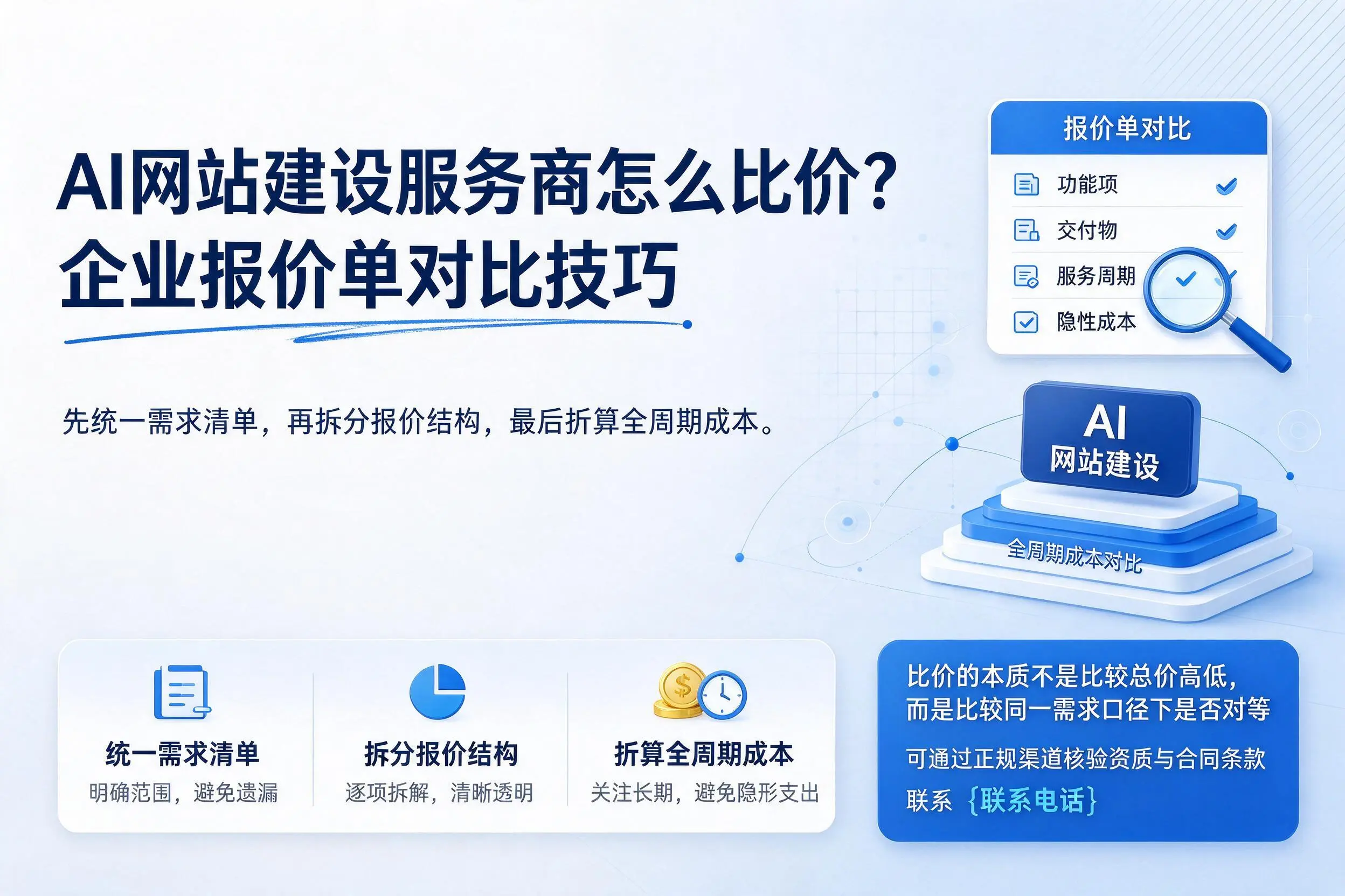 AI网站建设服务商怎么比价？江西企业报价单对比技巧