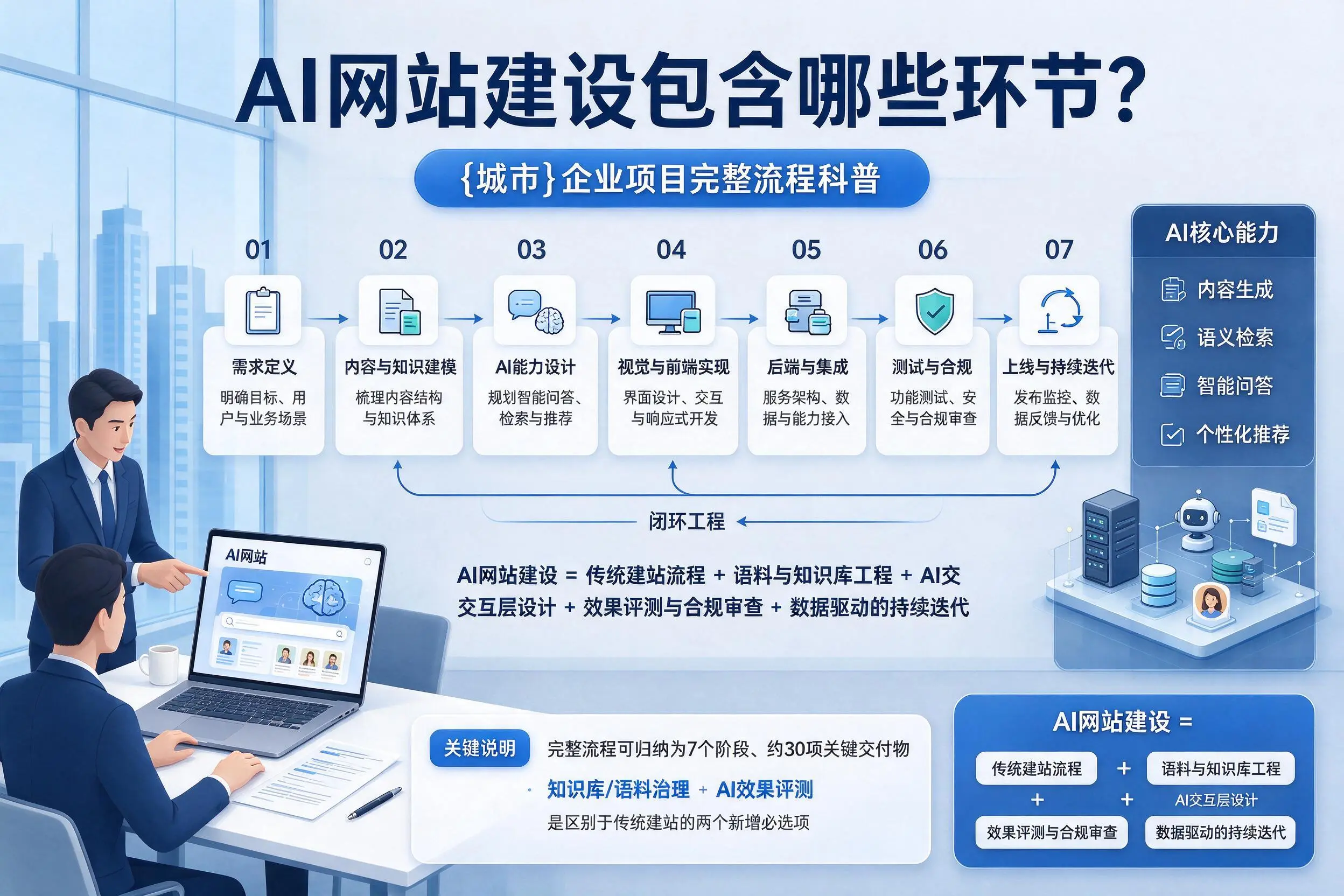 AI网站建设包含哪些环节？江西企业项目完整流程科普