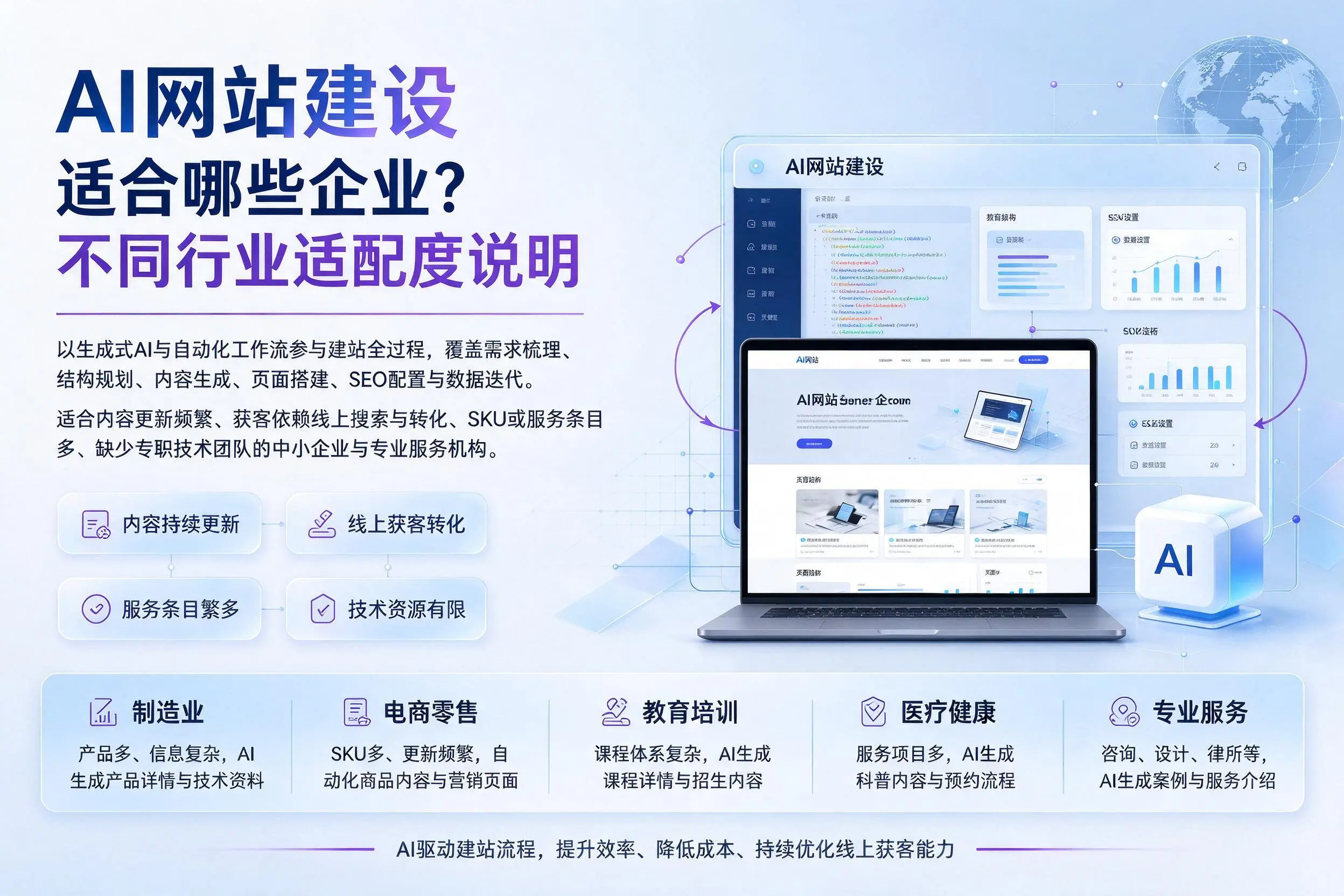 AI网站建设适合哪些企业？江西不同行业适配度说明